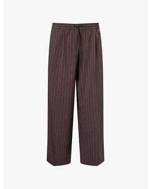 WE Are Tala Pinstriped Wide-Leg Woven Trousers - Brown