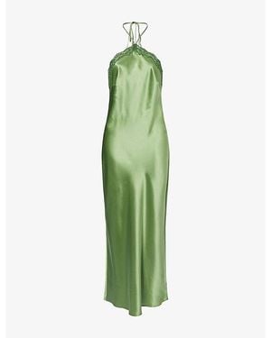 Reformation Aara Halter-Neck Silk Midi Dress - Green