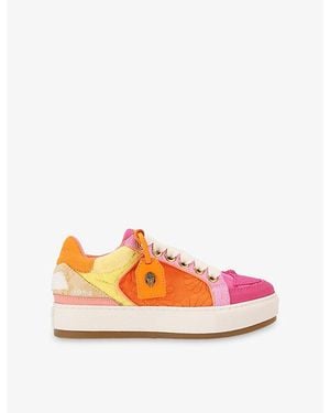 Kurt Geiger Southbank Tag Suede And Woven Trainers - Pink