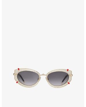Christian Louboutin Lb0030 Dolly Oval-Frame Metal Sunglasses - Metallic