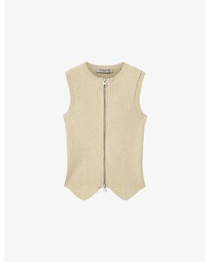 AllSaints Cruz Zip-Up Knitted Waistcoat - Natural