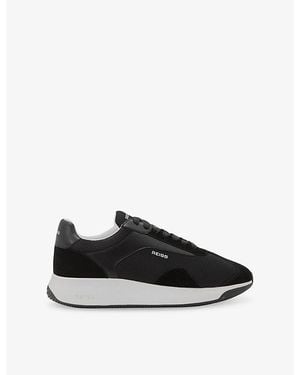 Reiss Emmett V2 Bonded-Leather Suede Running Trainers - Black
