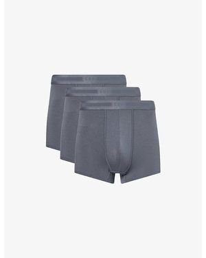 CHE Branded Mid-Rise Pack Of Three Stretch-Woven Trunks - Grey