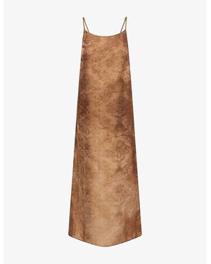 Uma Wang Anaya Printed Woven Midi Dress - Brown
