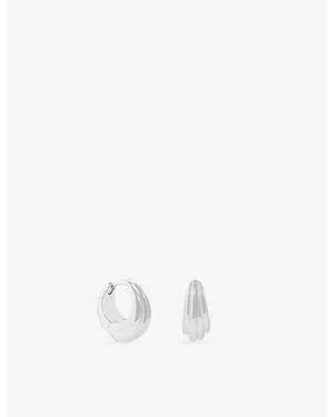 Astrid & Miyu Ripple Wave-Plated Brass Huggie Hoop Earrings - White