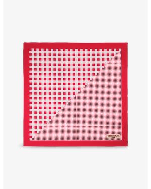 Jimmy Choo Sula Gingham Mixed Print Cotton Bandana - Pink