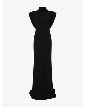 Mugler Sleeveless Padded Wool-Blend Maxi Dress - Black