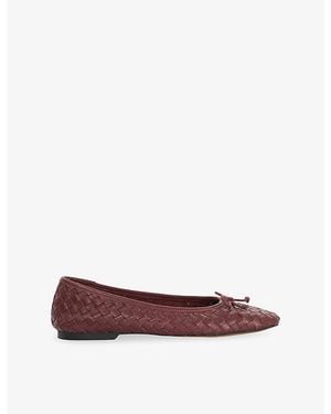 Dune Bow-Embellished Woven-Leather Ballet Pumps - Red