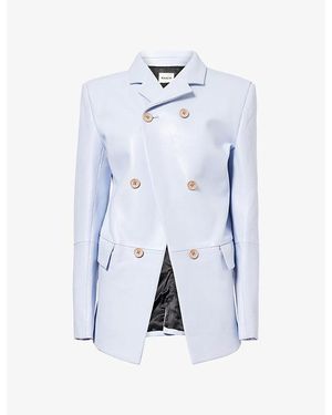 KHAITE Rolo Double-Breasted Leather Jacket - Blue