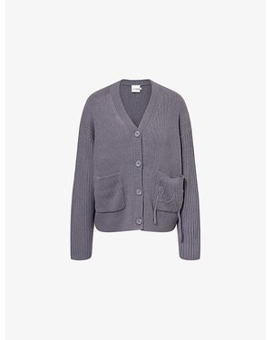 L.A-Space New England Ribbed Knit Cardigan - Purple