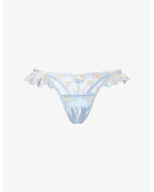 Lounge Underwear Lyra Floral Lace Thong - Blue
