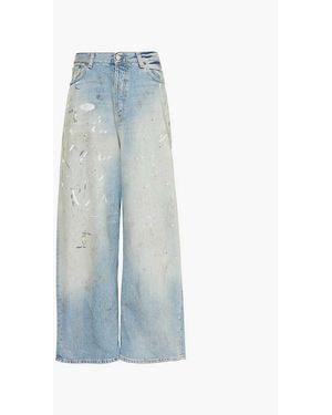 Acne Studios Light Trafalgar Distressed Wide-Leg Mid-Rise Denim-Blend Jeans - Blue