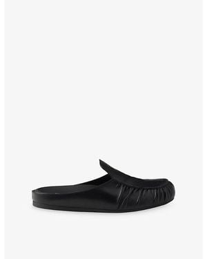 Prada Logo-Print Leather Mules - Black