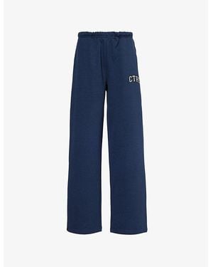 The Couture Club Wide-Leg Mid-Rise Cotton-Blend Jogging Bottoms - Blue