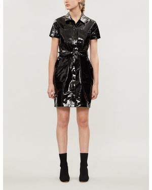 J Brand Lucille Patent Leather Shirt Dress - Black