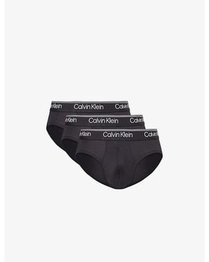 Calvin Klein Pack Of Three Microfibre Stretch Hip Briefs - Black