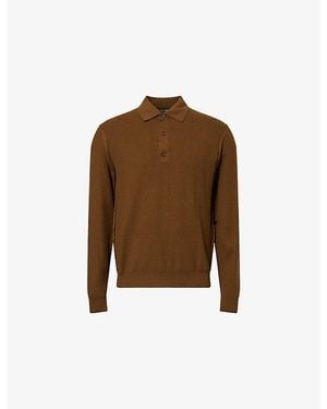 Tom Ford Regular-Fit Long-Sleeves Silk And Cotton-Piqué Polo Shirt - Brown