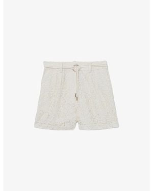 Reiss Lori Belted-Waist Lace Shorts - White