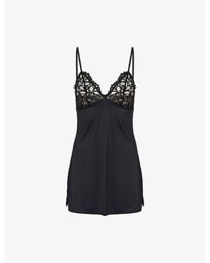 Savage x Fenty Savage Not Sorry Satin Slip Dress - Black