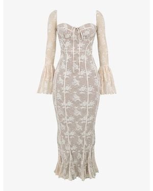House Of Cb Delilah Corseted Lace Maxi Dress - White