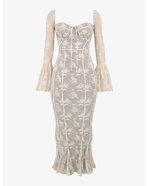 House Of Cb Delilah Corseted Lace Maxi Dress - White