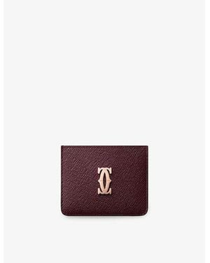 Cartier C De Simple Leather Card Holder - Purple