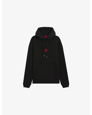 HUGO Branded Relaxed-Fit Cotton-Blend Hoody - Black