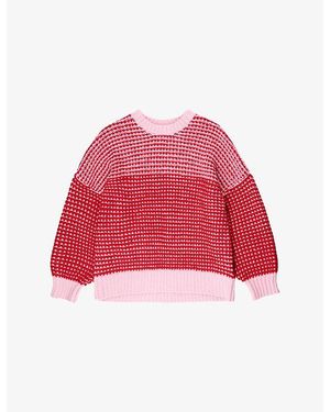 Ro&zo Contrast-Stitch Knitted Wool-Blend Sweater - Red