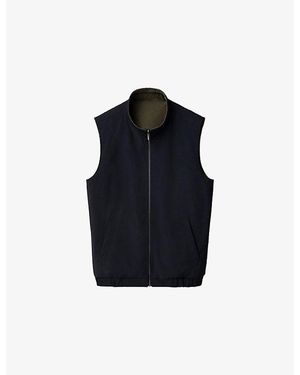 Eton Reversible Zip-Up Stretch Wool-Blend Gilet - Blue
