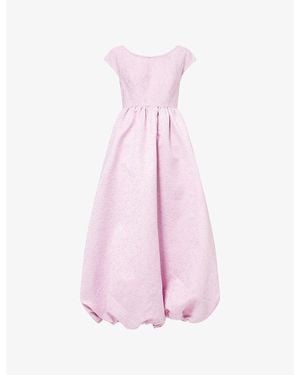 Huishan Zhang Lula Puffball-Hem Woven Midi Dress - Pink