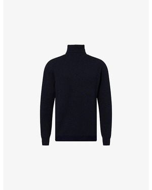 Sunspel Roll-Neck Knitted Lambswool Jumper - Blue