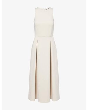 Max Mara Sleeveless Box-Pleat Cotton-Jersey Midi Dress - White
