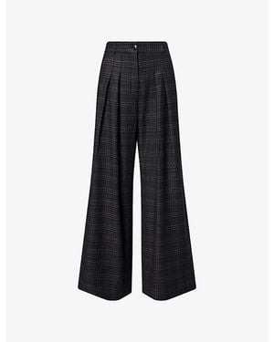 ME+EM Double-Pleated Wide-Leg Wool-Blend Trouser - Black