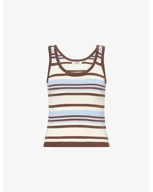 4th & Reckless Amara Striped Cotton-Blend Top - Blue