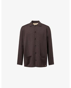 Valentino Garavani Vlogo Signature Pointed-Collar Virgin-Wool Cardigan - Brown