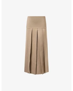 Alaïa Pleated Silk-Blend Midi Skirt - Natural