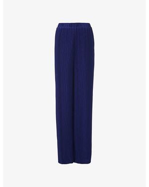 eem Wide-Leg Plisse Woven Trousers - Blue
