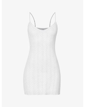 Cou Cou Intimates Pointelle Sleeveless Organic-Cotton Mini Dress - White