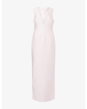 Shona Joy Otis Plunge-Neck Cotton-Blend Maxi Dress - Pink