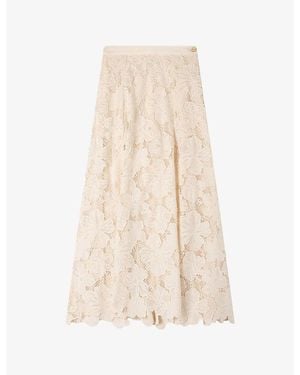 Sandro Floral Lace Maxi Skirt - Natural