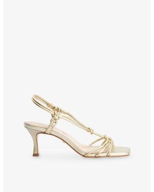Dune Matti Leather Heeled Sandals - Metallic