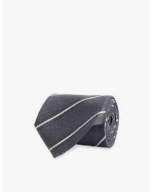 Tom Ford Regimental Graphic-Pattern Silk Tie - Grey