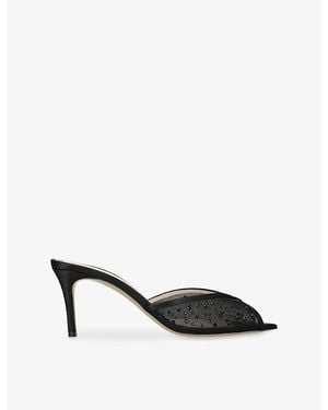 Andrea Wazen Katy 75 Mesh And Satin Heeled Mules - Black