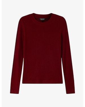 Whistles Essential Ribbed Crewneck Stretch-Jersey Top - Red