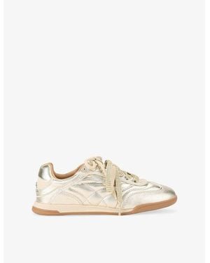 KG by Kurt Geiger Levon Metallic Faux-Leather Low-Top Sneakers - Natural