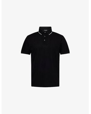 Emporio Armani Embossed-Logo Cotton-Pique Polo Shirt - Black