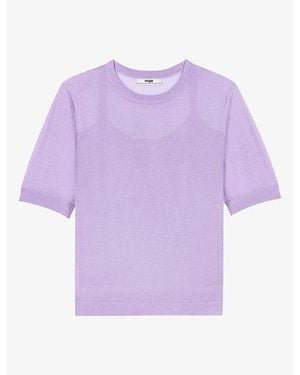 Maje Two-In-One Short-Sleeve Knitted Sweater - Purple