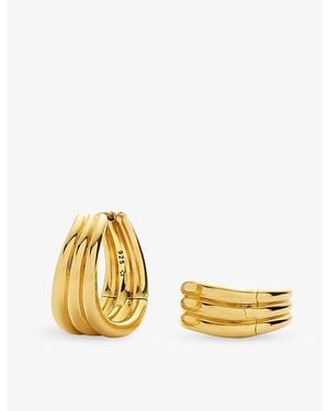 Missoma Savi Triple Ridge 18Ct Plated Brass Hoop Earrings - Yellow