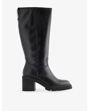 Carvela Kurt Geiger Mega Leather Heeled Knee-High Boots - Black
