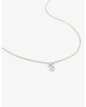 Monica Vinader S Letter-Charm Sterling- Pendant Necklace - White